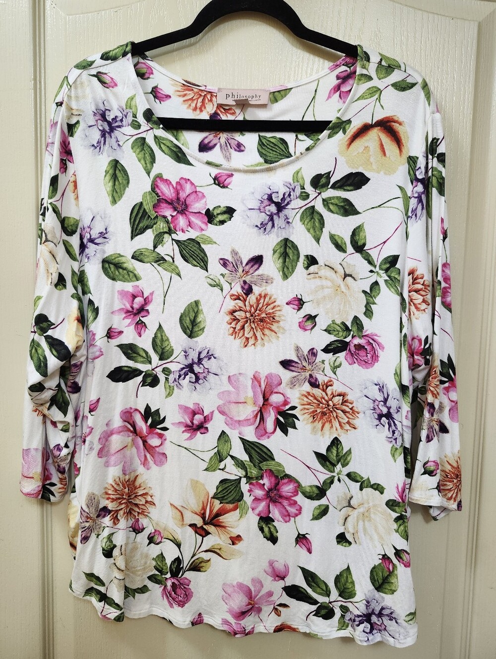 Philosophy Floral Print Blouse with 3/4-length Sleeves
